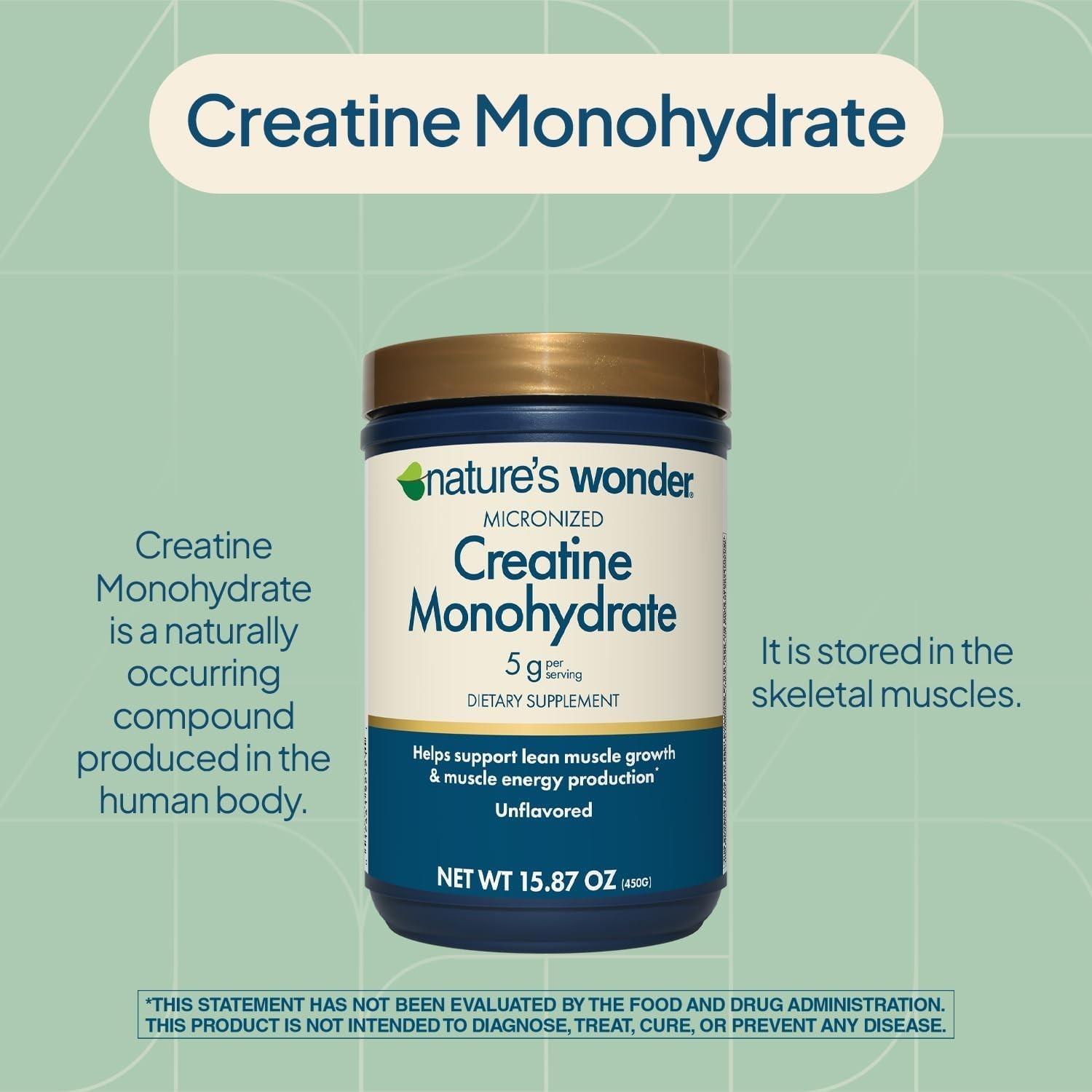 Micronized Creatine Monohydrate Powder – 450g, 90 Servings – Unflavored