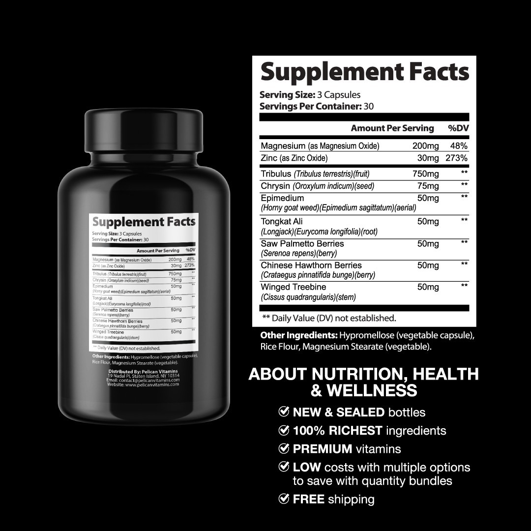Burn Flow- Bodybuilding & Men’s Health Support- 3 Bottles- 270 Capsules