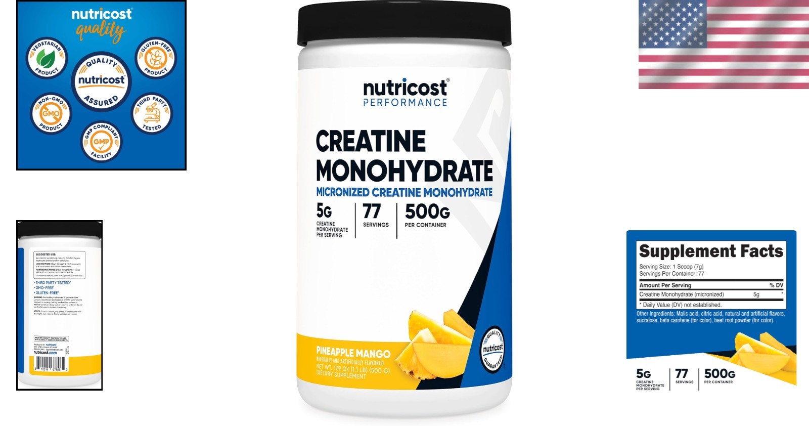 Pineapple Mango Creatine Powder – 500g Micronized, & NSF Certified