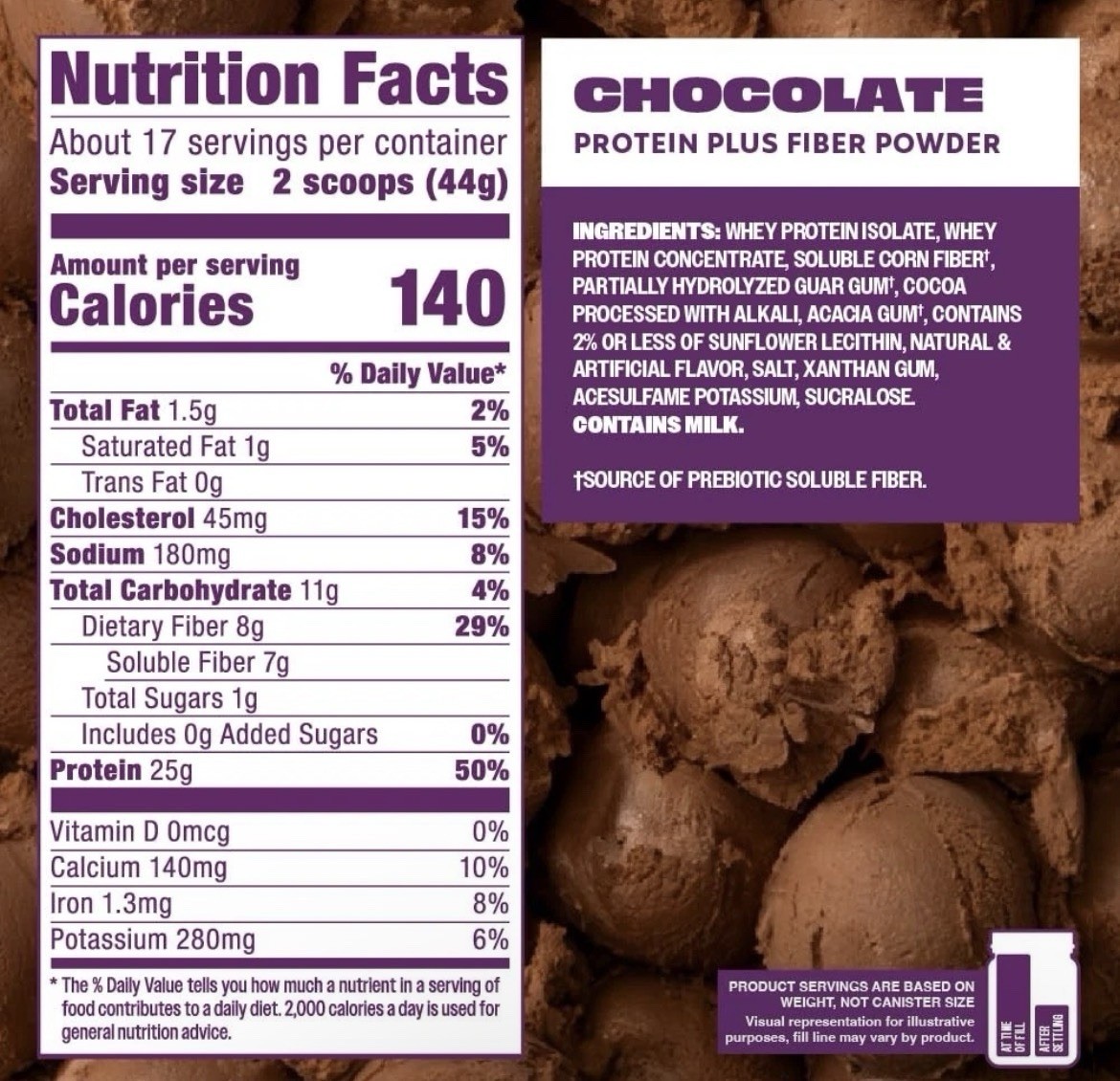 Chocolate Protein Powder with Fiber for Gut Health – 25g Protein, 7g Fiber