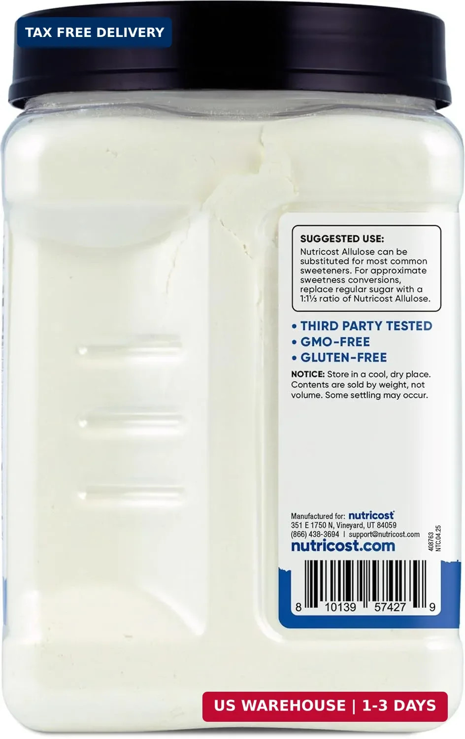 Nutricost Allulose Sweetener (3 LB) – 0 Calorie, Low Carb, KETO, Natural Sugar A