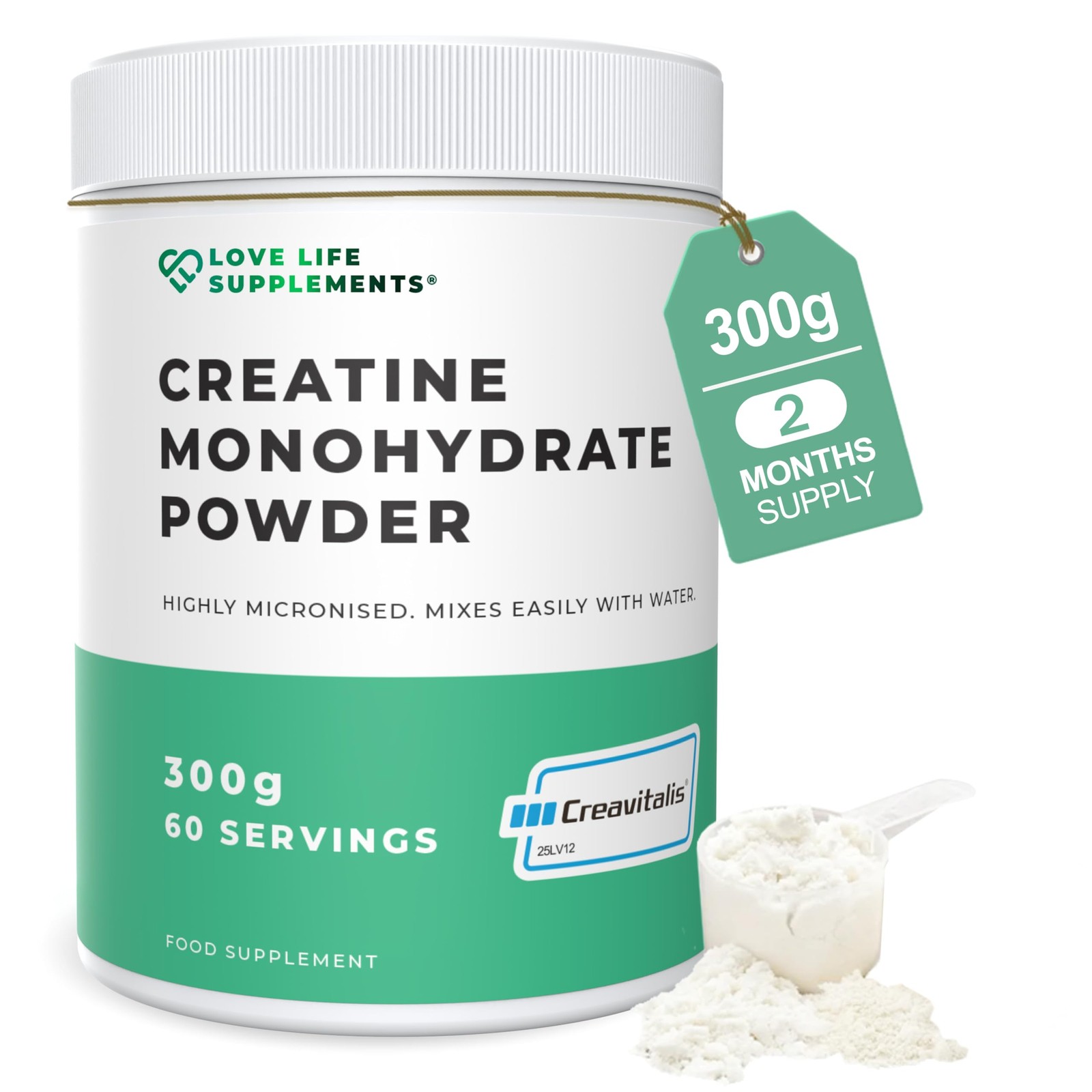 Creapure® Creatine Monohydrate Powder 300g – 60 Servings 11 Ounce (Pack of 1)