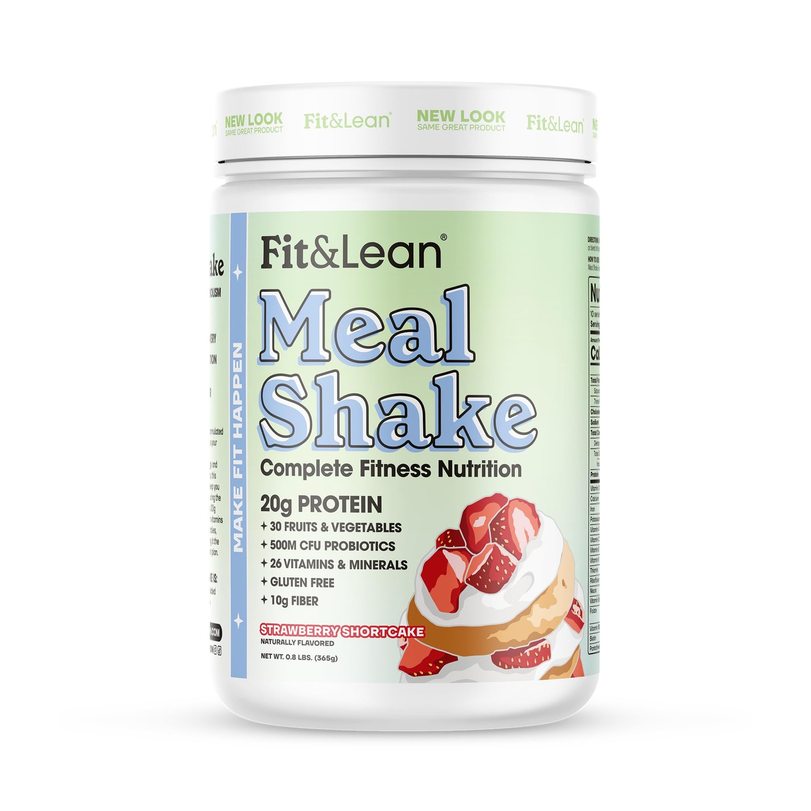 Meal Shake, Fat Burning Meal Replacement, Protein, Fiber, Probiotics, Strawberry