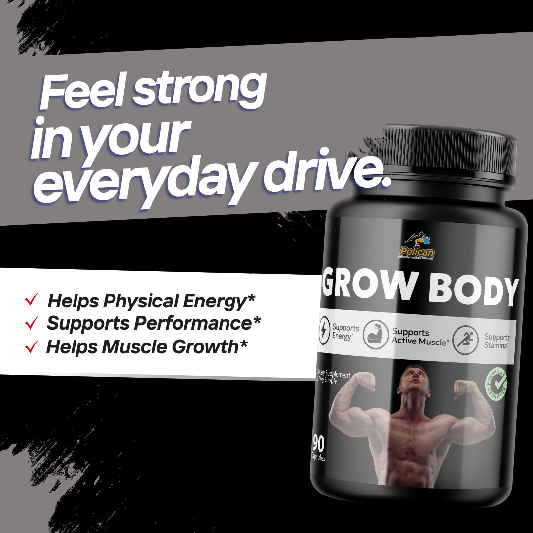 Grow Body- Bodybuilding & Men’s Health Support- 12 Bottles- 1080 Capsules