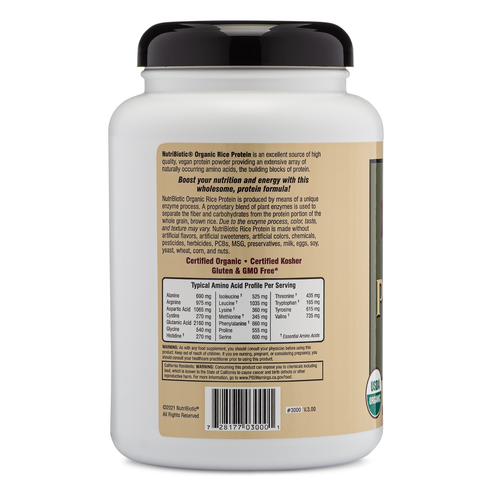 NutriBiotic Organic Rice Protein, Plain Protein Powder 21.16 oz (1 lb 5.16 oz)