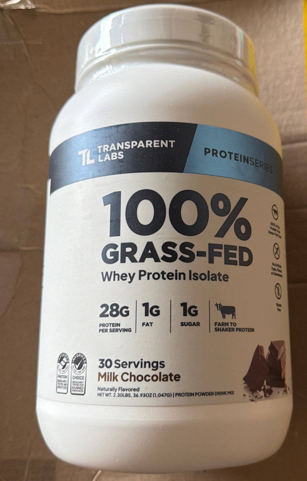 Transparent Labs Grass Fed Whey Protein Isolate, Milk Chocolate 01/27