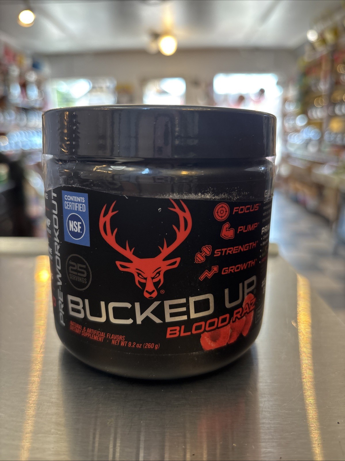 Bucked Up Pre-Workout Powder, Blood Raz, 200 mg Caffeine, 25 Serv. New