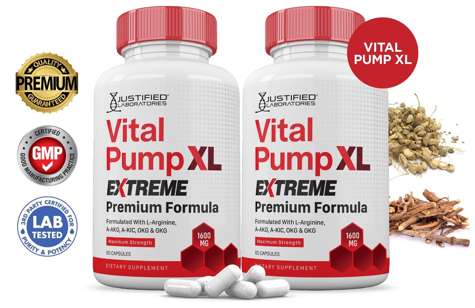 Vital Pump XL Extreme 1600MG For Men Premium Formula Supplement Pills 2 Pack