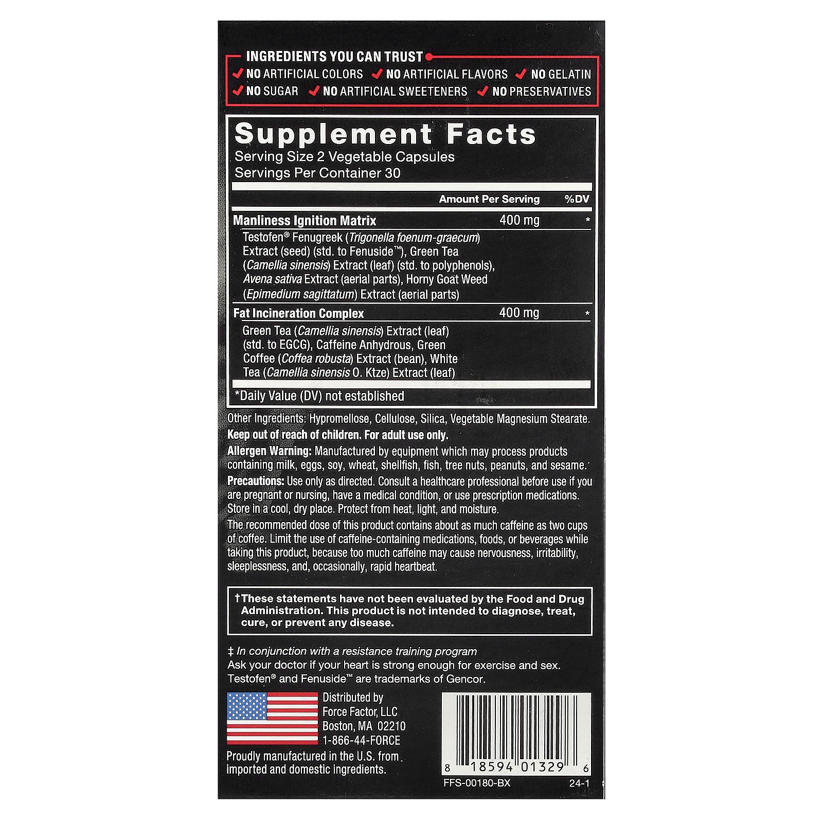 Test X180 Ignite, Free Testosterone Booster & Fat Burner, 60 Capsules