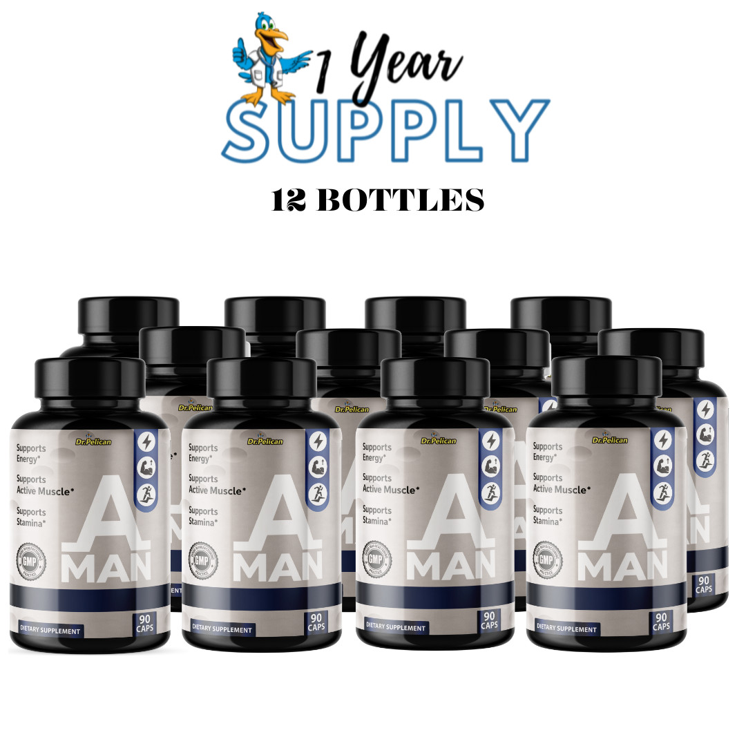 A MAN- Bodybuilding & Men’s Health Support- 12 Bottles- 1080 Capsules