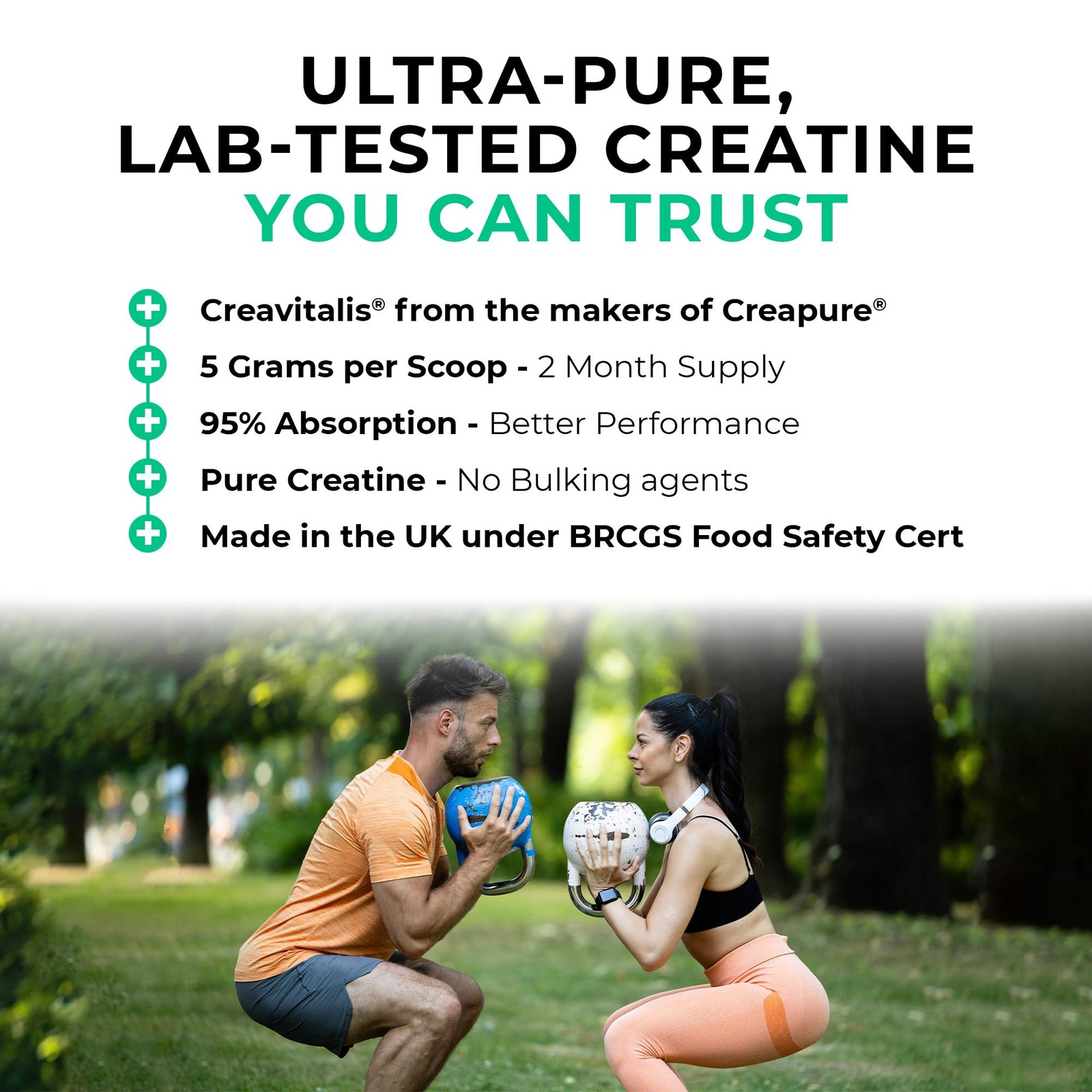 Creapure® Creatine Monohydrate Powder 300g – 60 Servings 11 Ounce (Pack of 1)