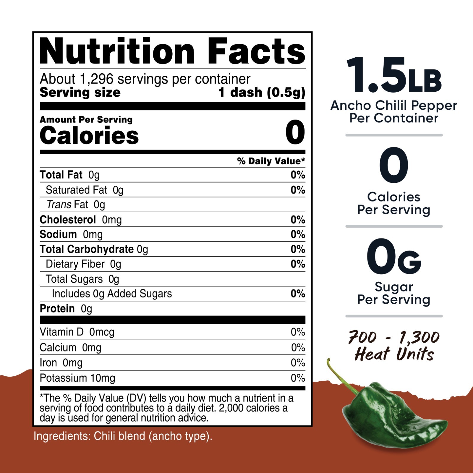 Nutricost Ancho Chili Pepper (1.5 LB) 1000 heat units – Vegan, Gluten-Free