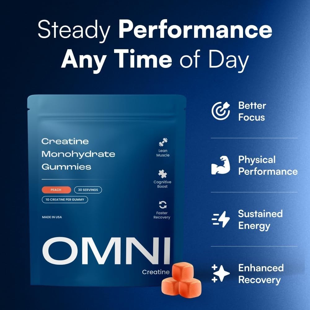 Omni Creatine Monohydrate Gummies Supports Muscle Growth (Peach) 30 Sevings