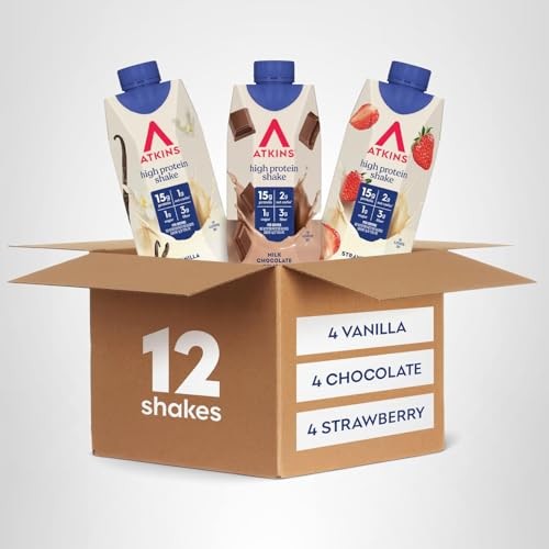 Atkins Best Sellers Protein Shake Variety Pack, Strawberry, Vanilla and Milk Cho