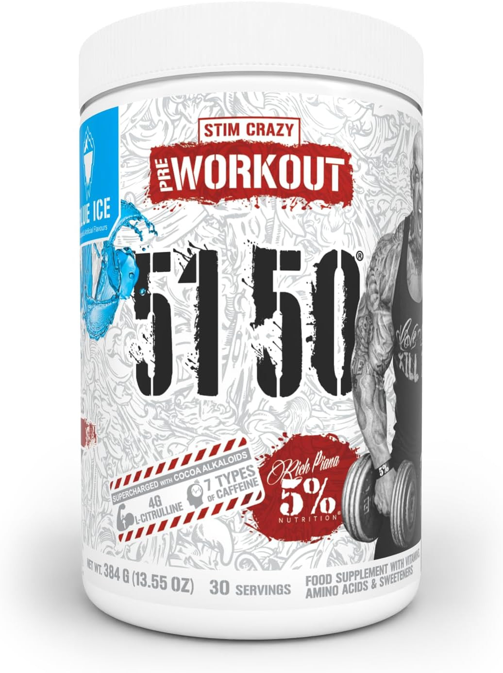 5% Nutrition RICH PIANA 5150 Extreme Pre Workout 30 dose BLUE ICE (11/2027)