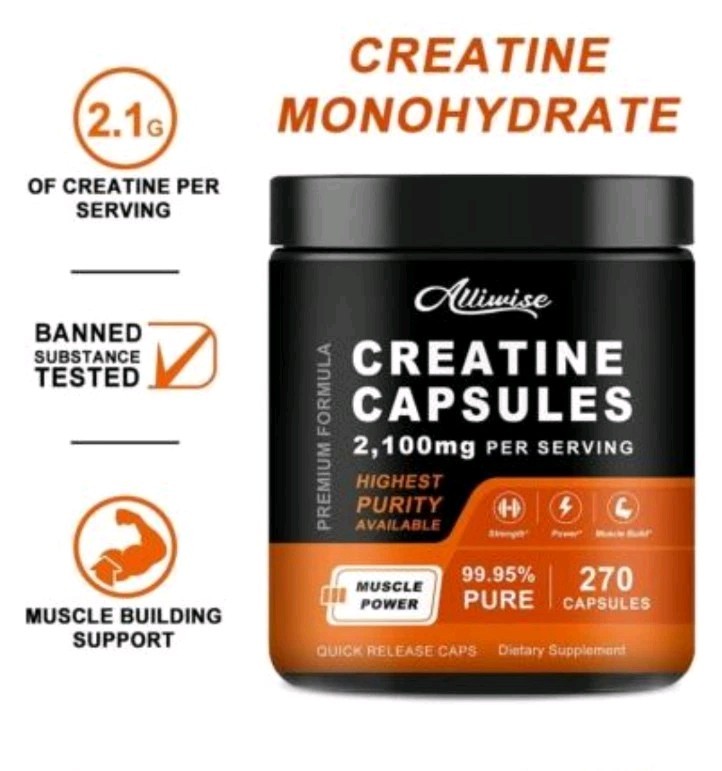 Pure Creatine Monohydrate Capsules for Muscle Mass Strength Expire 04/26