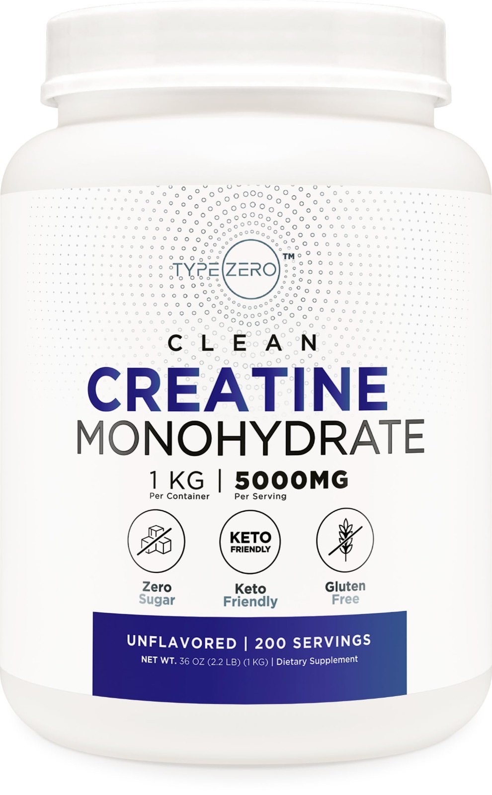 Micronized Creatine Monohydrate 1 KG, Unflavored, 200 Servings, Keto, Gluten-Fre