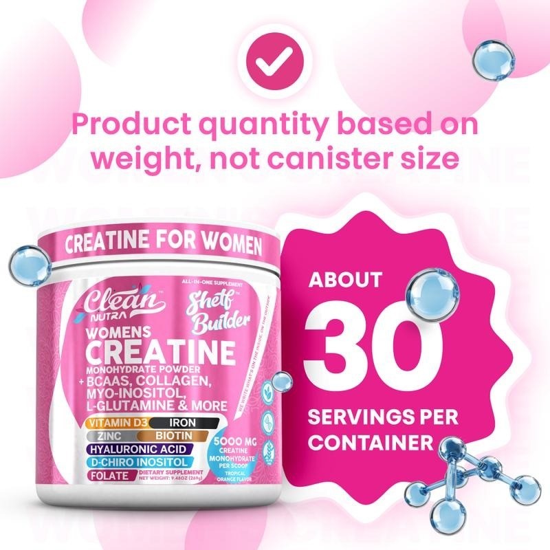 Creatine Monohydrate for Women BCAA Collagen Biotin Skin Hair Support