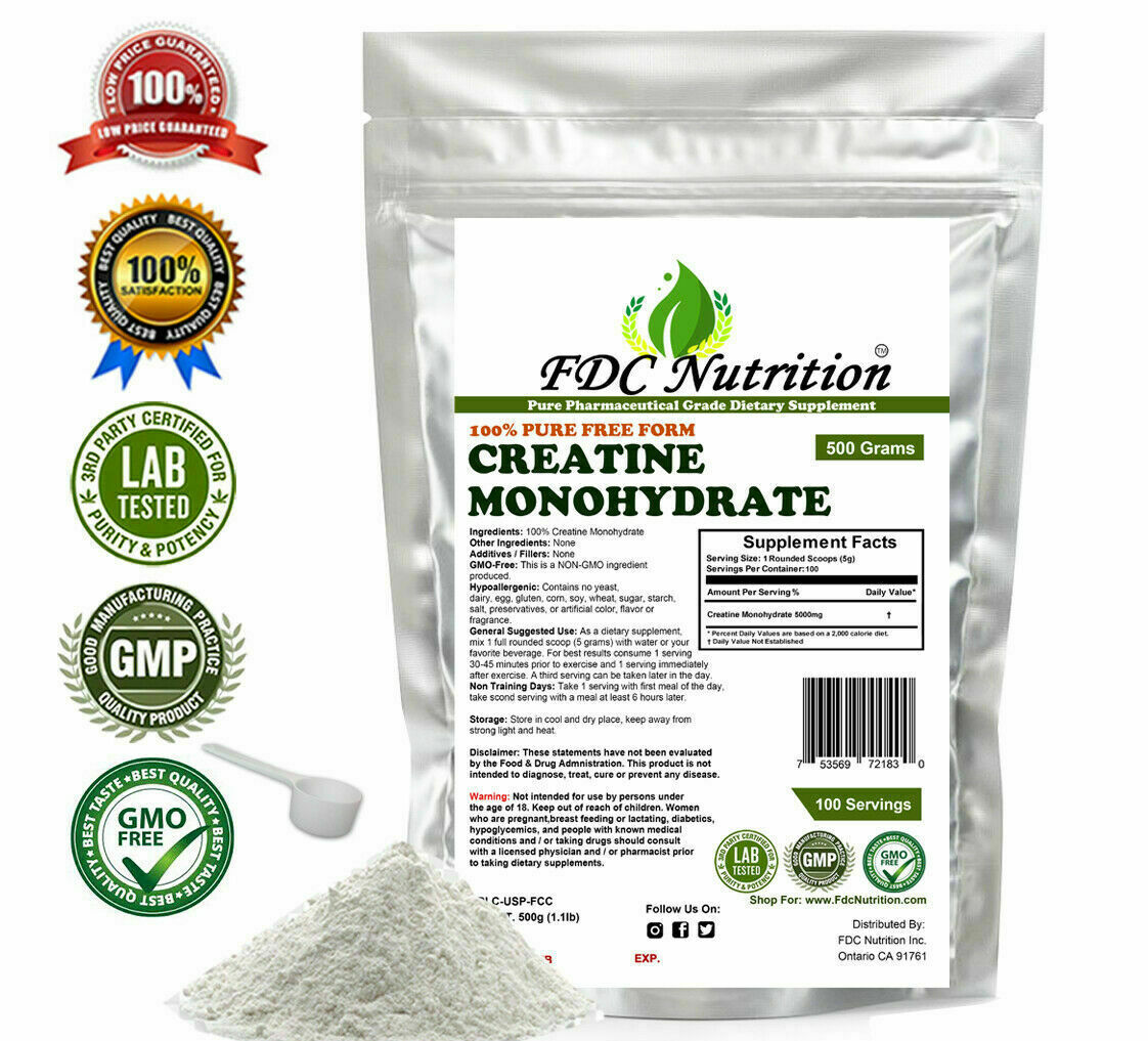 Creatine Monohydrate 500g (18OZ) , Micronized Pure Powder 100Serving