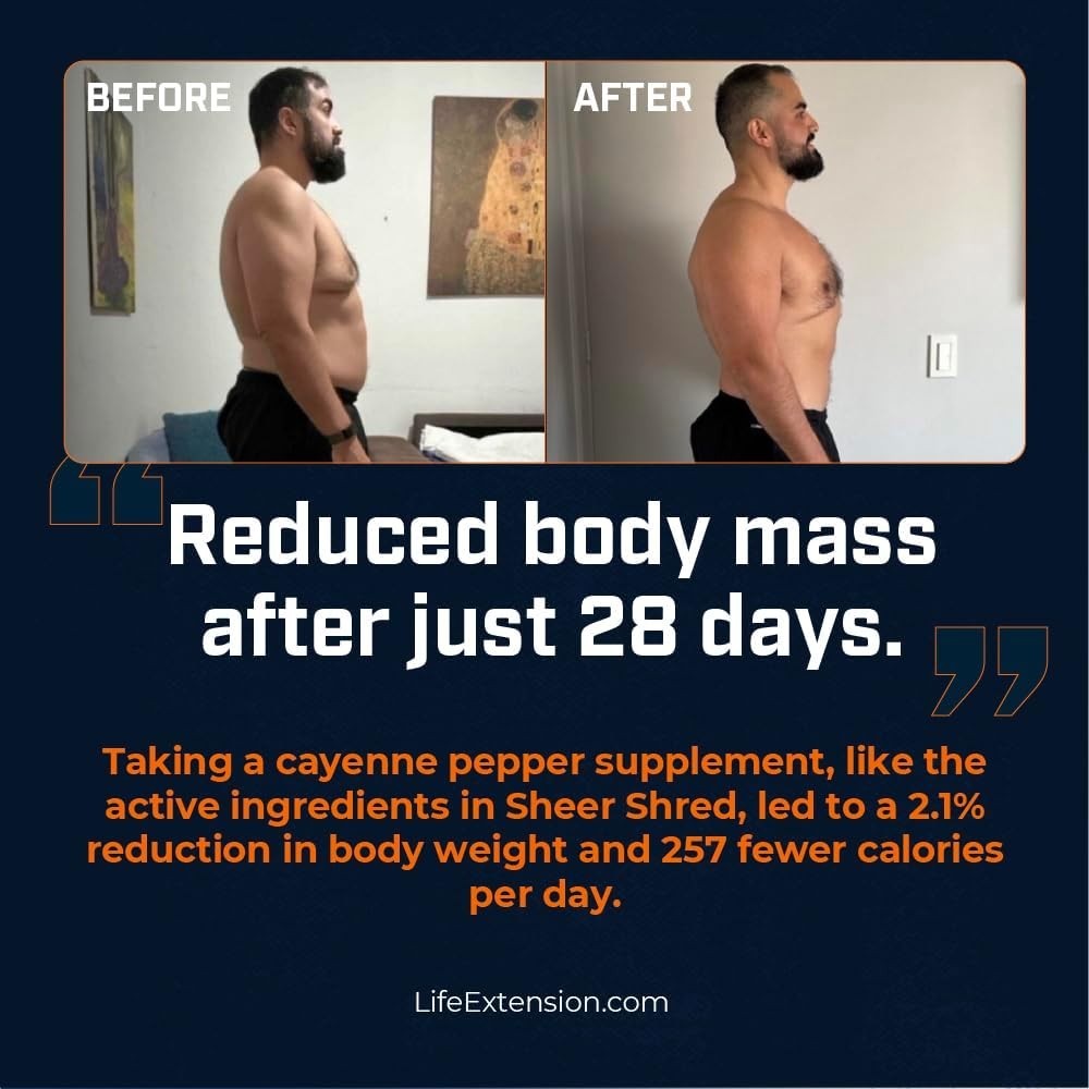 Men’s SHEER SHRED Thermogenic Capsaicin & L-Carnitine Jitter-Free Weight Loss ++