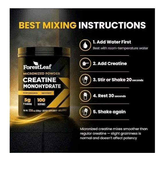 ForestLeaf Creatine Monohydrate Micronized Powder Maximize Muscle Growth. B7