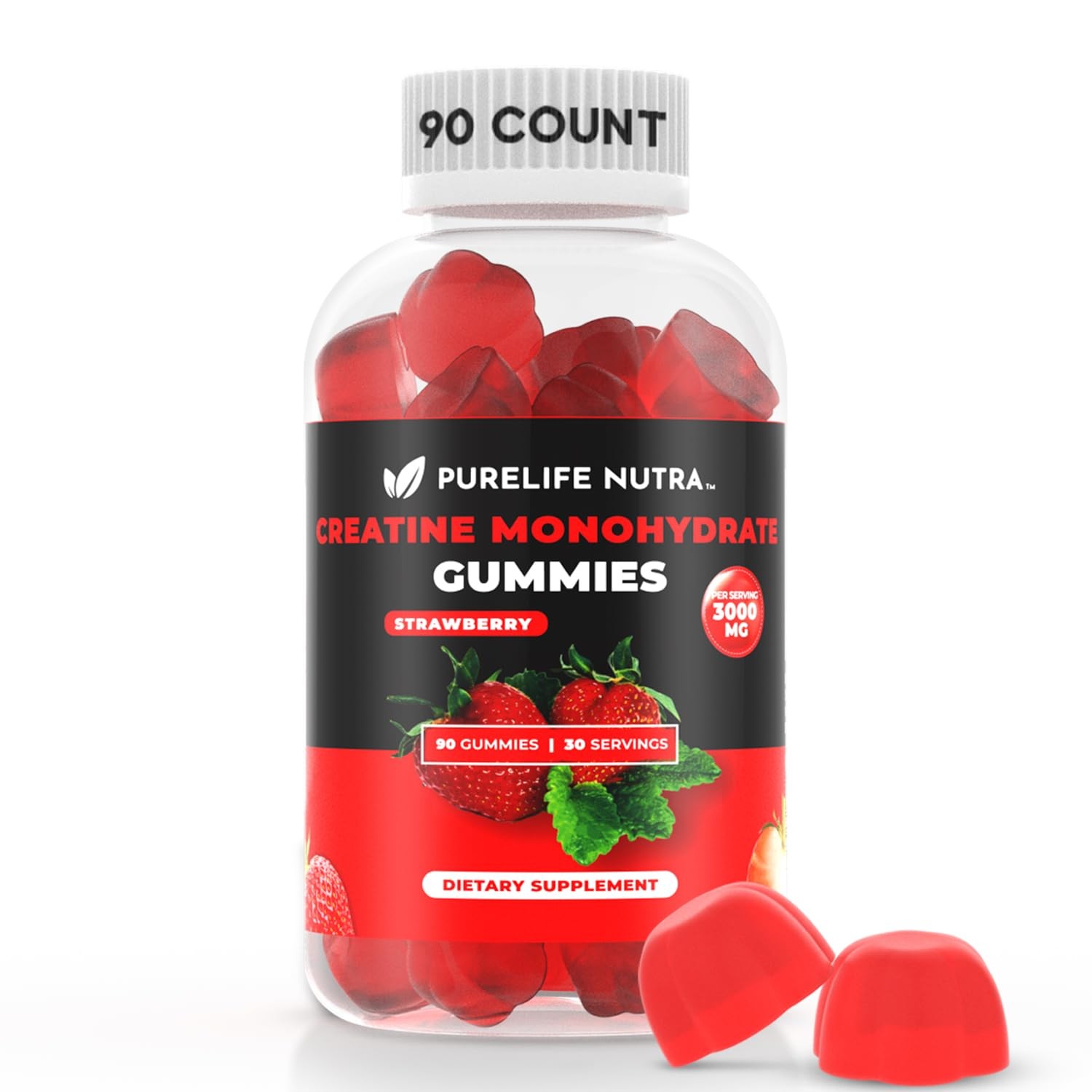 Creatine Monohydrate Gummies – 3g Serving, Sugar Free, 90 Count, Non-GMO, Des…
