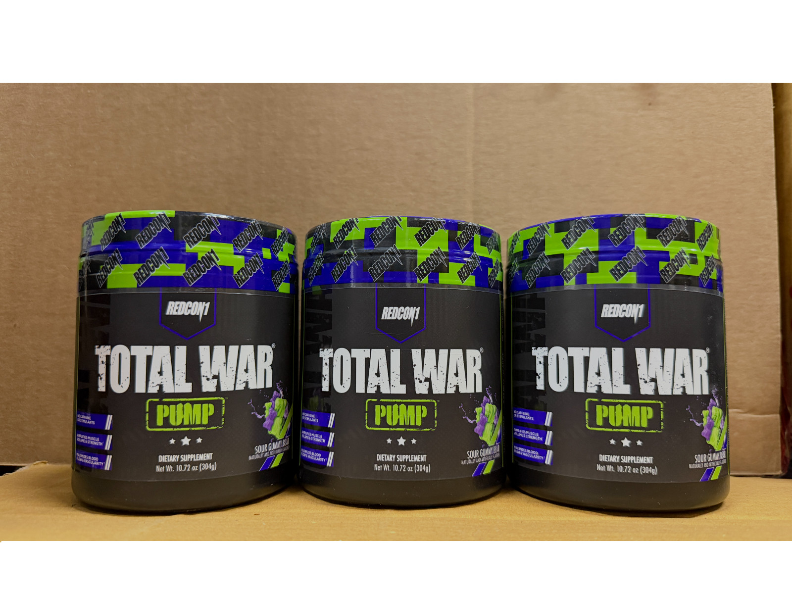 3 Pack REDCON1 TOTAL WAR PUMP Sour Gummy Stim Free PreWorkout 30 Srv 2027 EXP