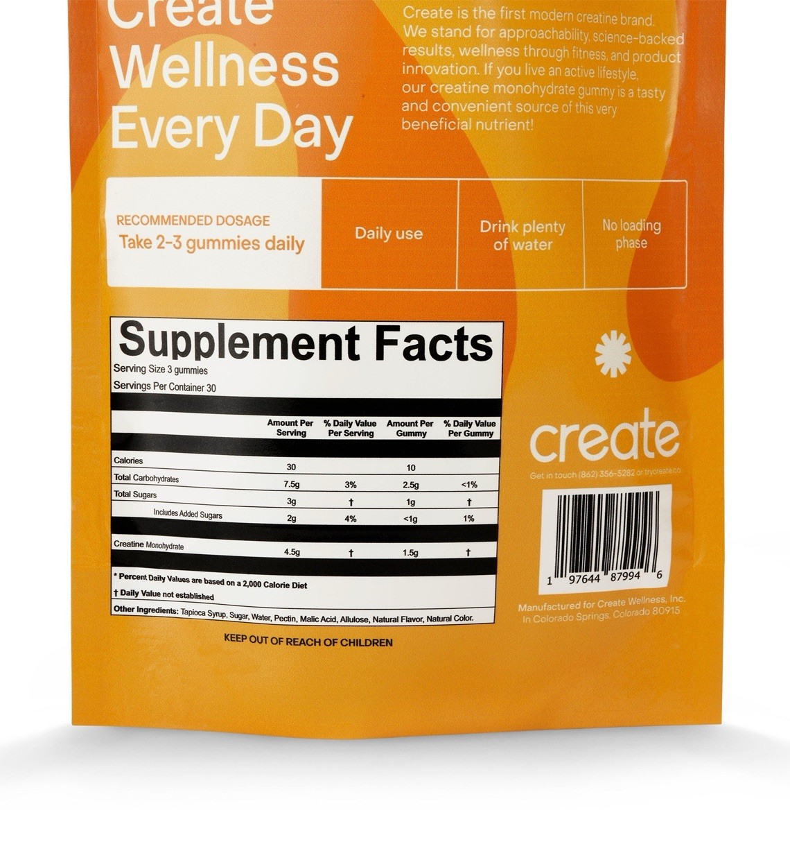 Vegan Creatine Gummies – 90 Count, Watermelon, 1.5g Creatine Each, Gluten-Free