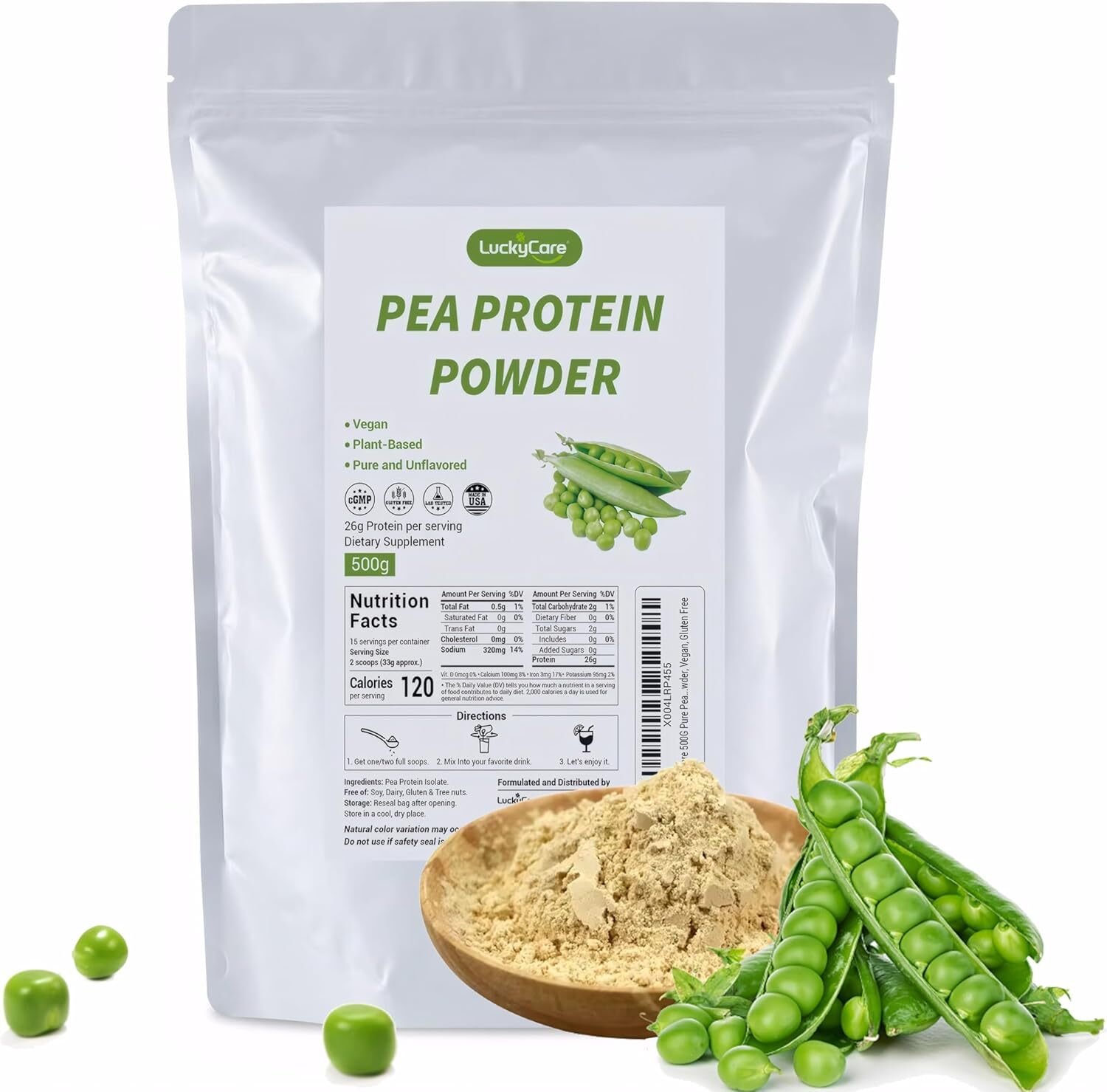 1.1/2.2LBS Pure Pea Protein Powder Vegan Protein Powder Muscle Growth Support