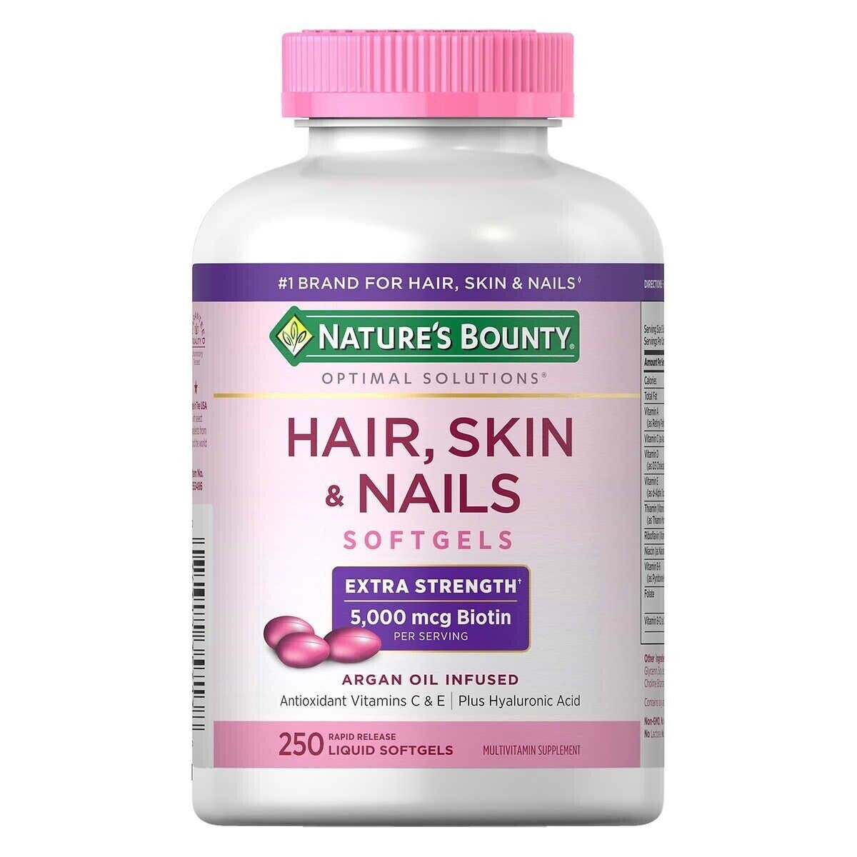 HAIR SKIN and NAILS Multivitamin 5000 mcg Biotin exp. 01/2026 BY NATURE BOUNTY
