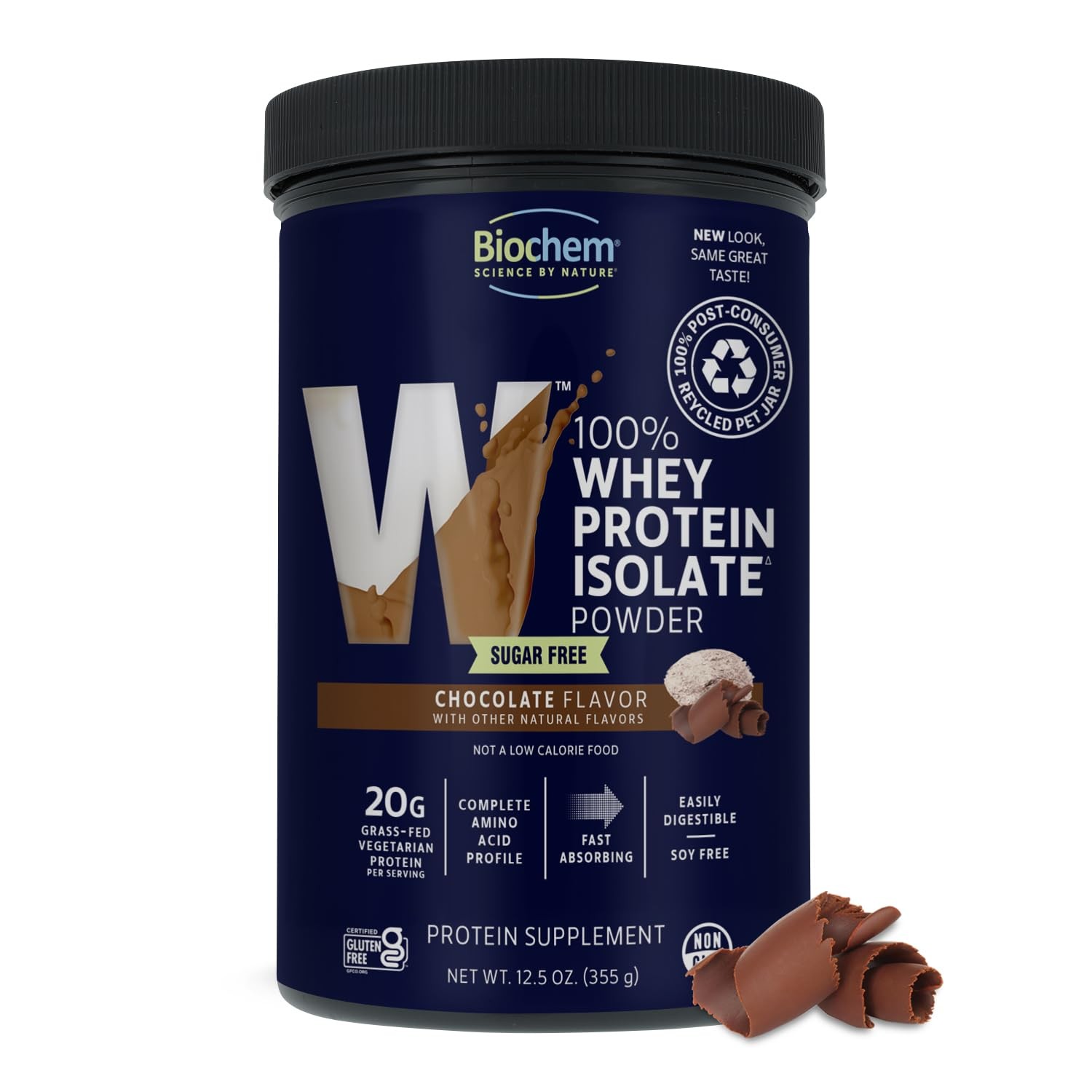 100% Whey Sugar-Free Chocolate 20g, 12.5oz, Certified Vegetarian, Certified Glut