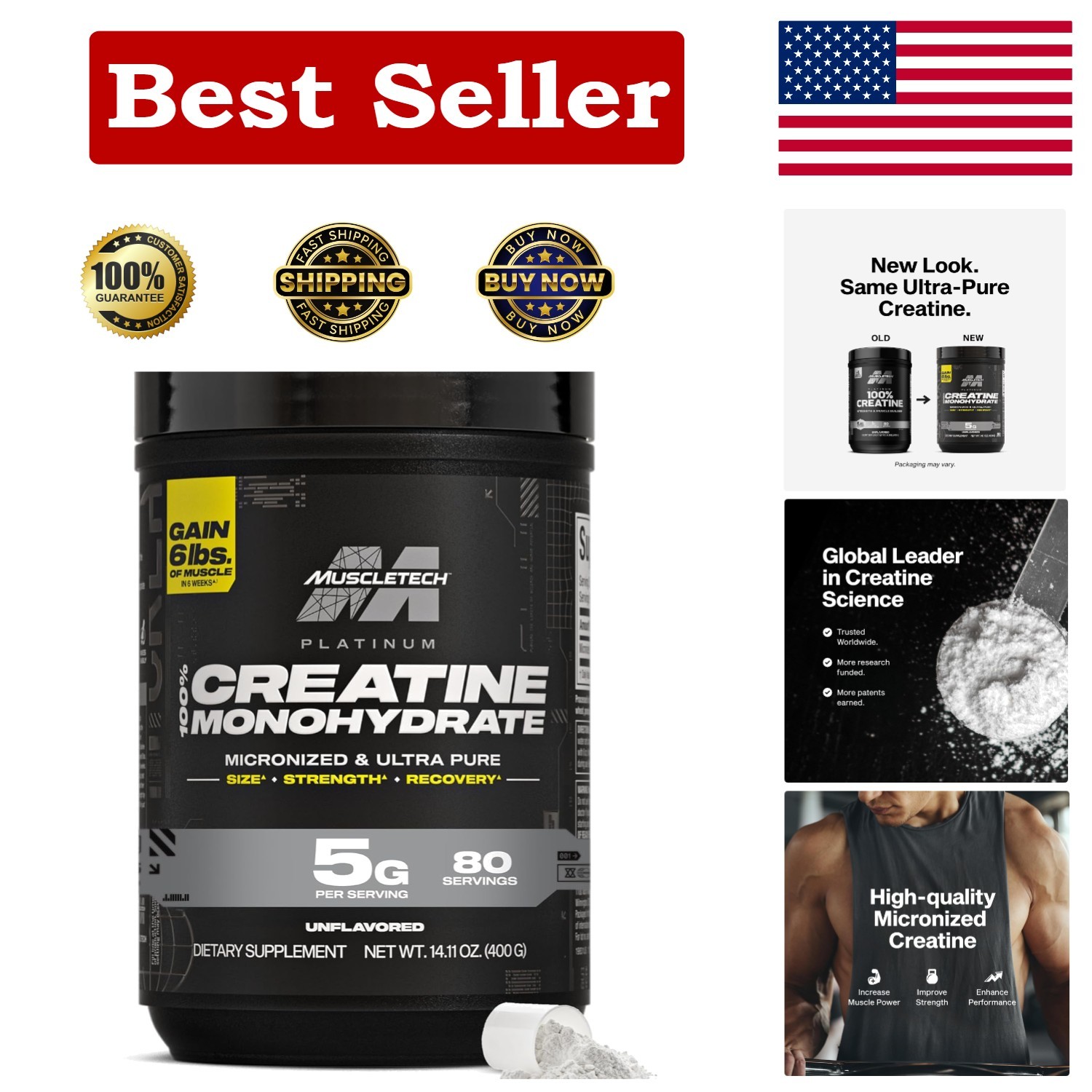 HPLC-Tested Unflavored Creatine Monohydrate – 80 Servings for Safe Muscle Growth