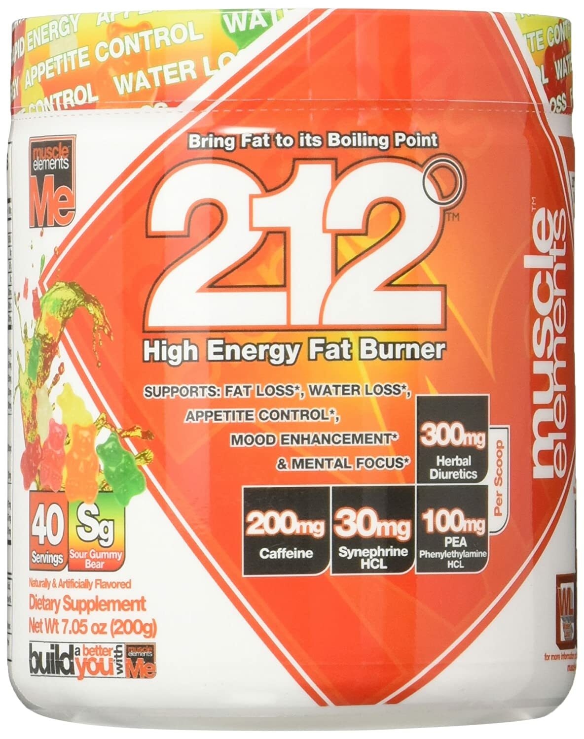 Muscle Elements 212° FAT BURNER Weight Loss ENERGY Powder 40 Serves Gummy Bear!