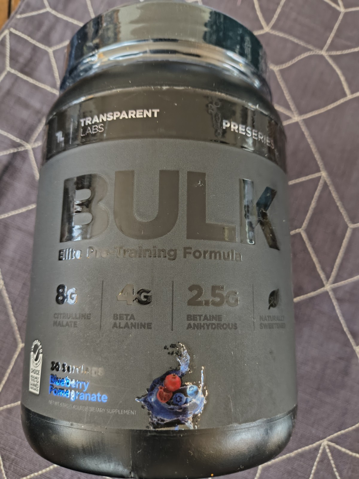 Transparent Labs Bulk Black Pre Workout – 🫐 Pomegranate Bb 12/31/26