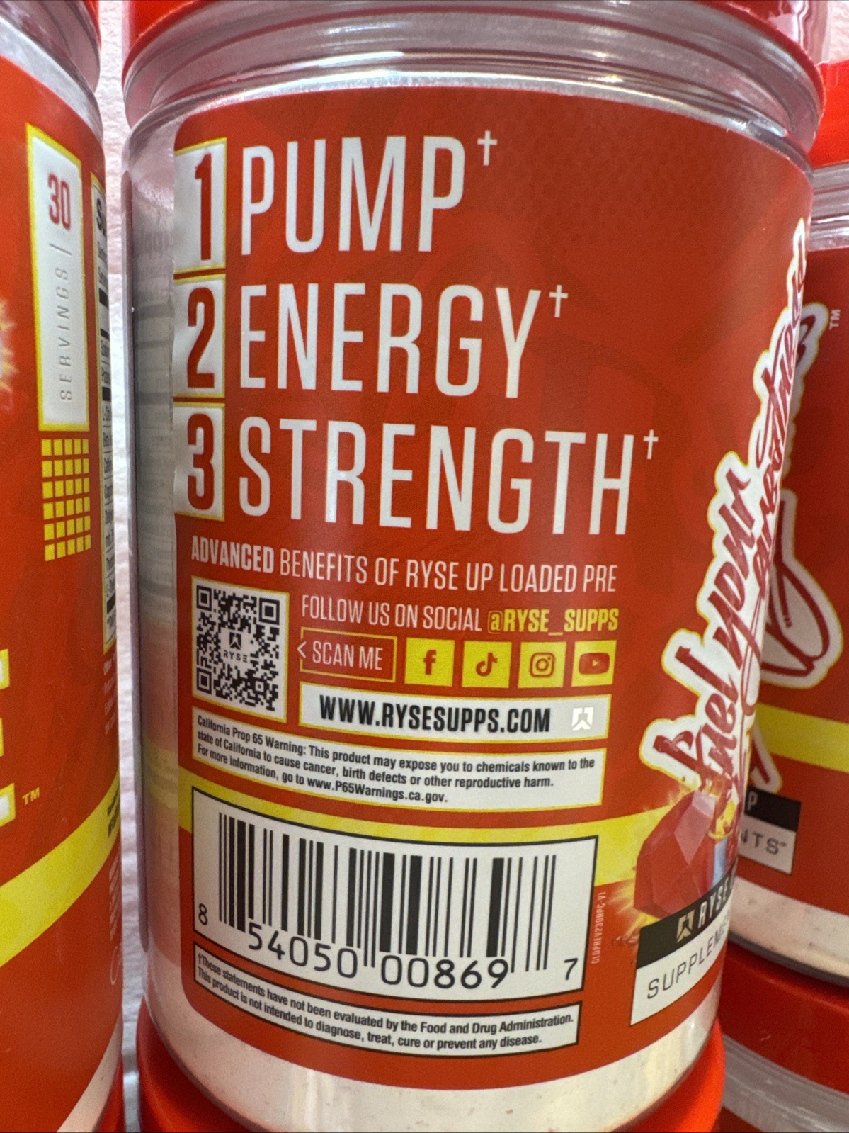 6-Ryse Loaded Pre Workout Powder, Cherry Ring Pop, 30 Servings, 14.8 oz, 09/26