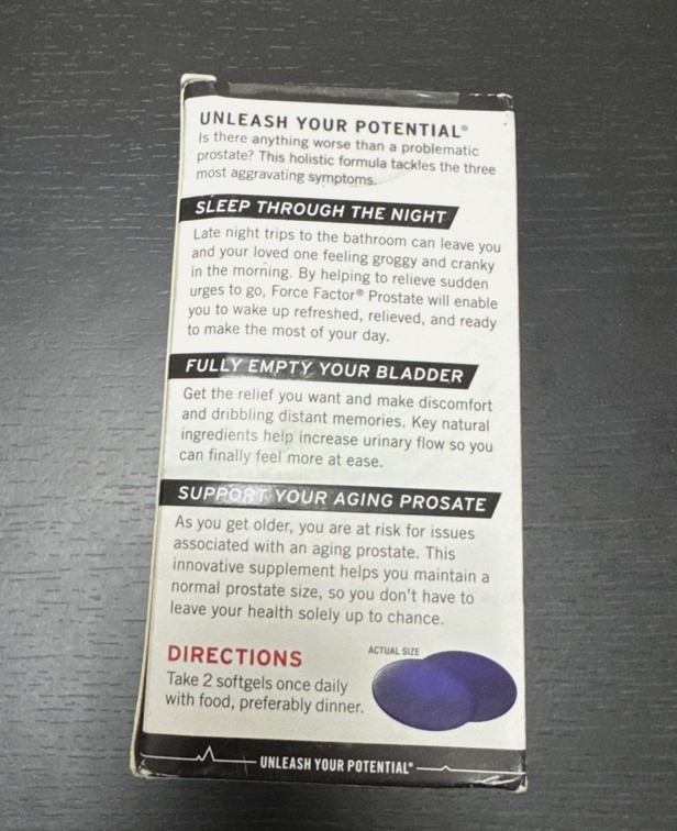 Force Factor Prostate Prostate Health Solution 60 Easy-To-Swallow Softgels 2028