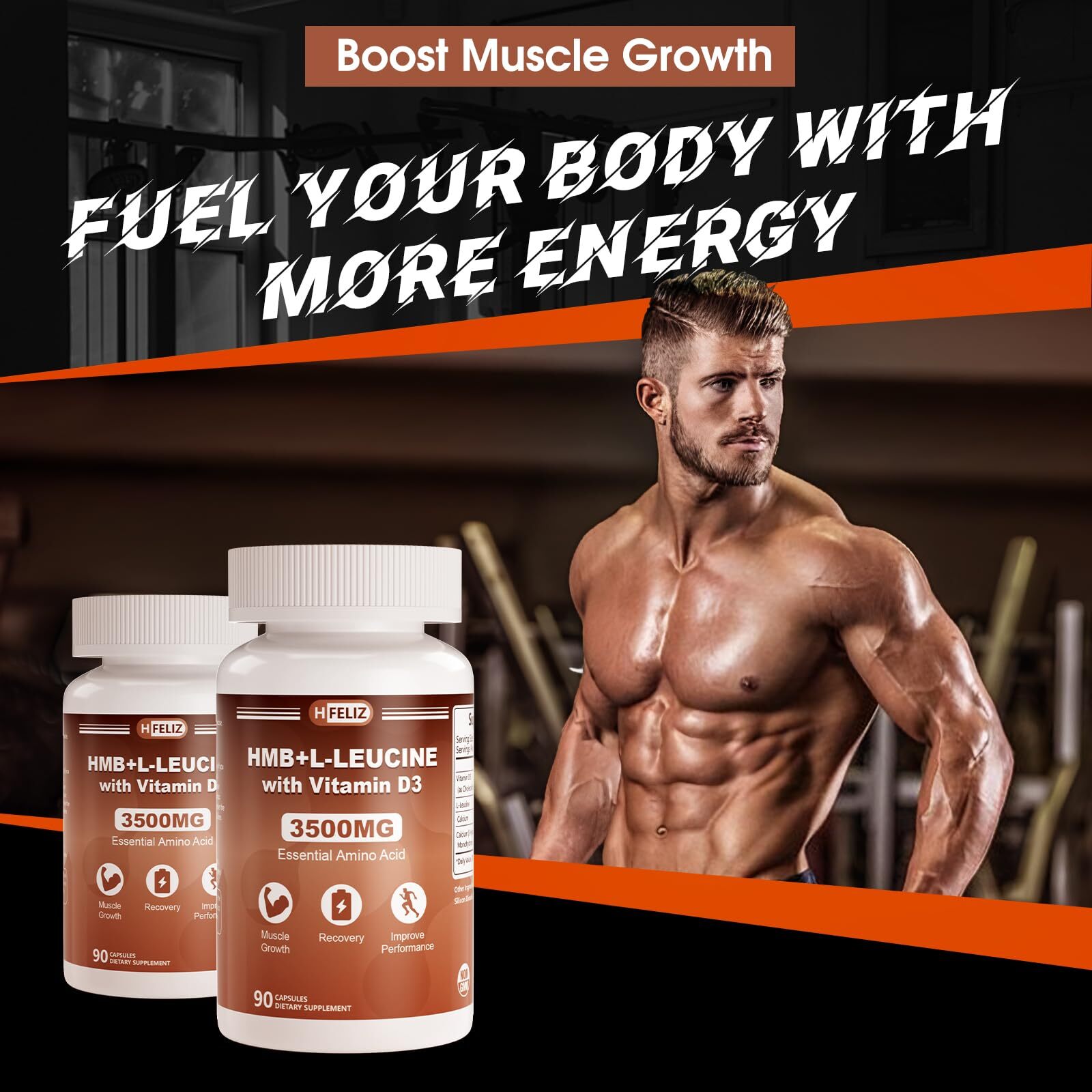 HFELIZ HMB and Leucine Supplement 3500mg L-Leucine HMB with Vitamin D3 Amino …