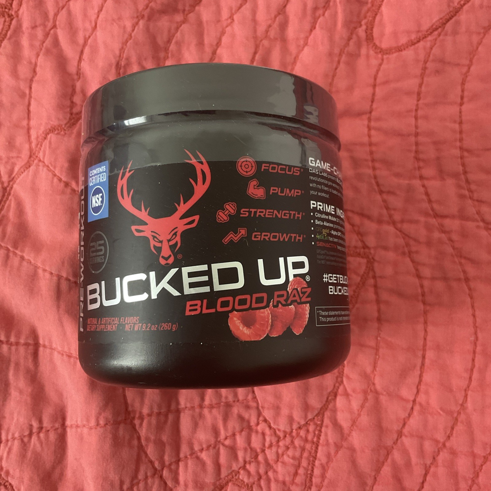 BUCKED UP – Pre-Workout Blood Raz 25 Serv 9.2 Oz Dietary Supplement 11/27