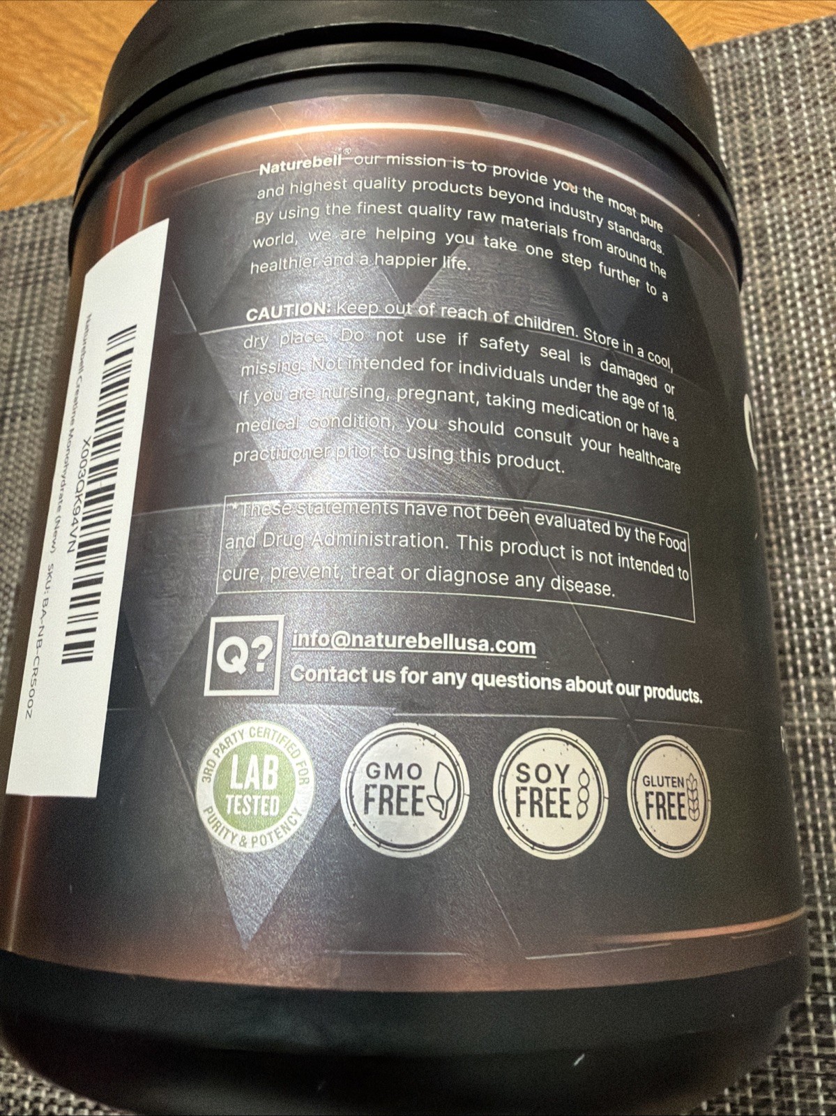 NatureBell Creatine Monohydrate Powder 500Grams 100 Servings BRAND NEW EXP 05/27