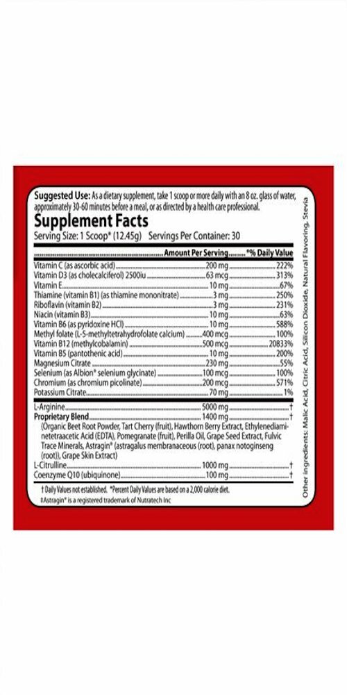 Cardio EDTA Supplement L-Arginine, L-Citrulline Beet Root Cherry