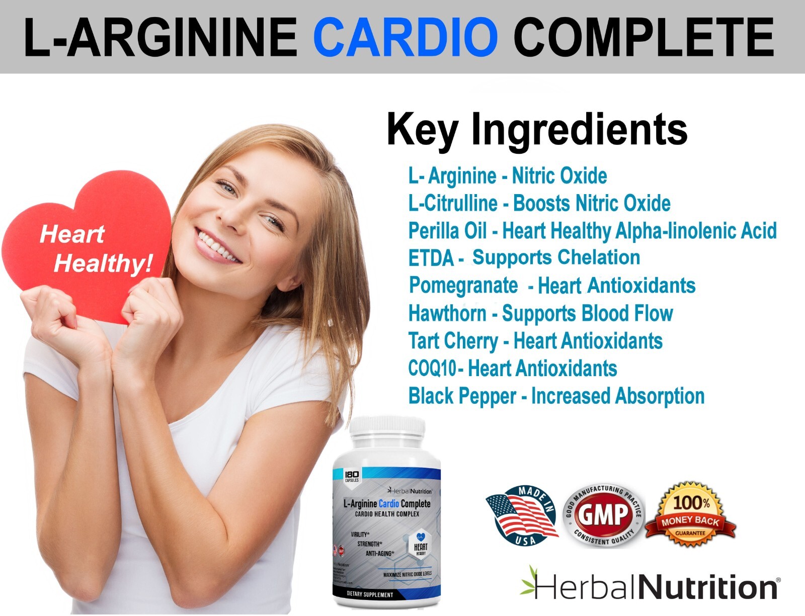 Two Pack Cardio Complete Nitric Oxide Booster 180 Caps Multi-Ingredient Formula!
