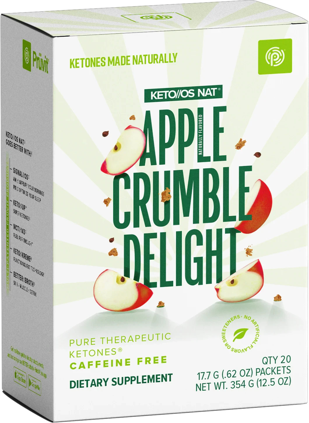 PRUVIT Keto OS NAT APPLE CRUMBLE DELIGTH Caffeine free 20 Pack New Free Ship