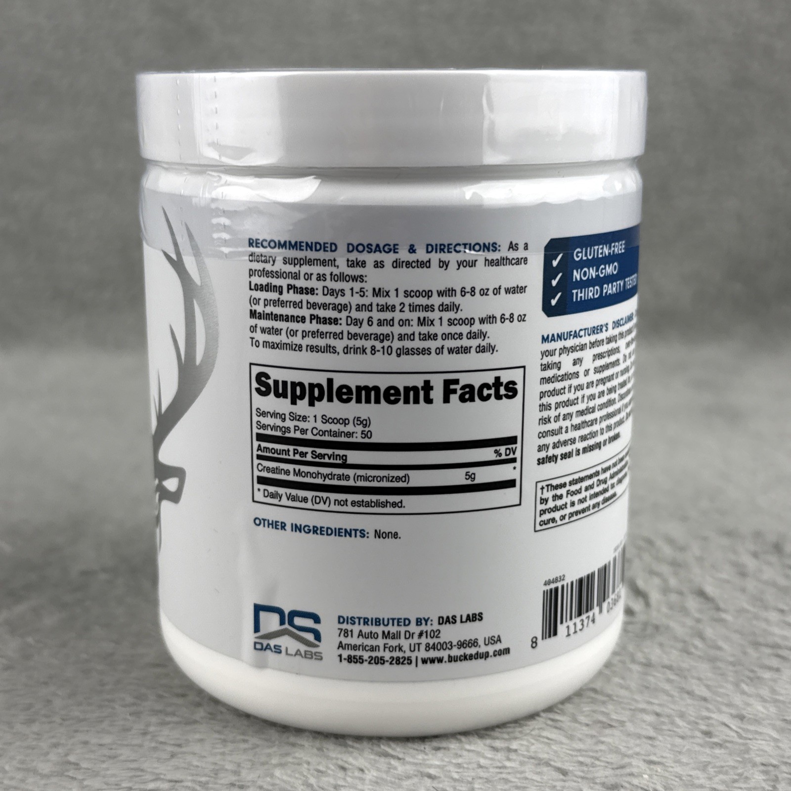 Bucked Up Pure Micronized Creatine Monohydrate – 50 Servings – 07/27