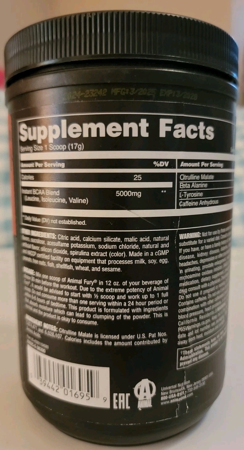 Universal Nutrition Animal Fury Kiwi Lime 30 Servings Pre-Workout Stack