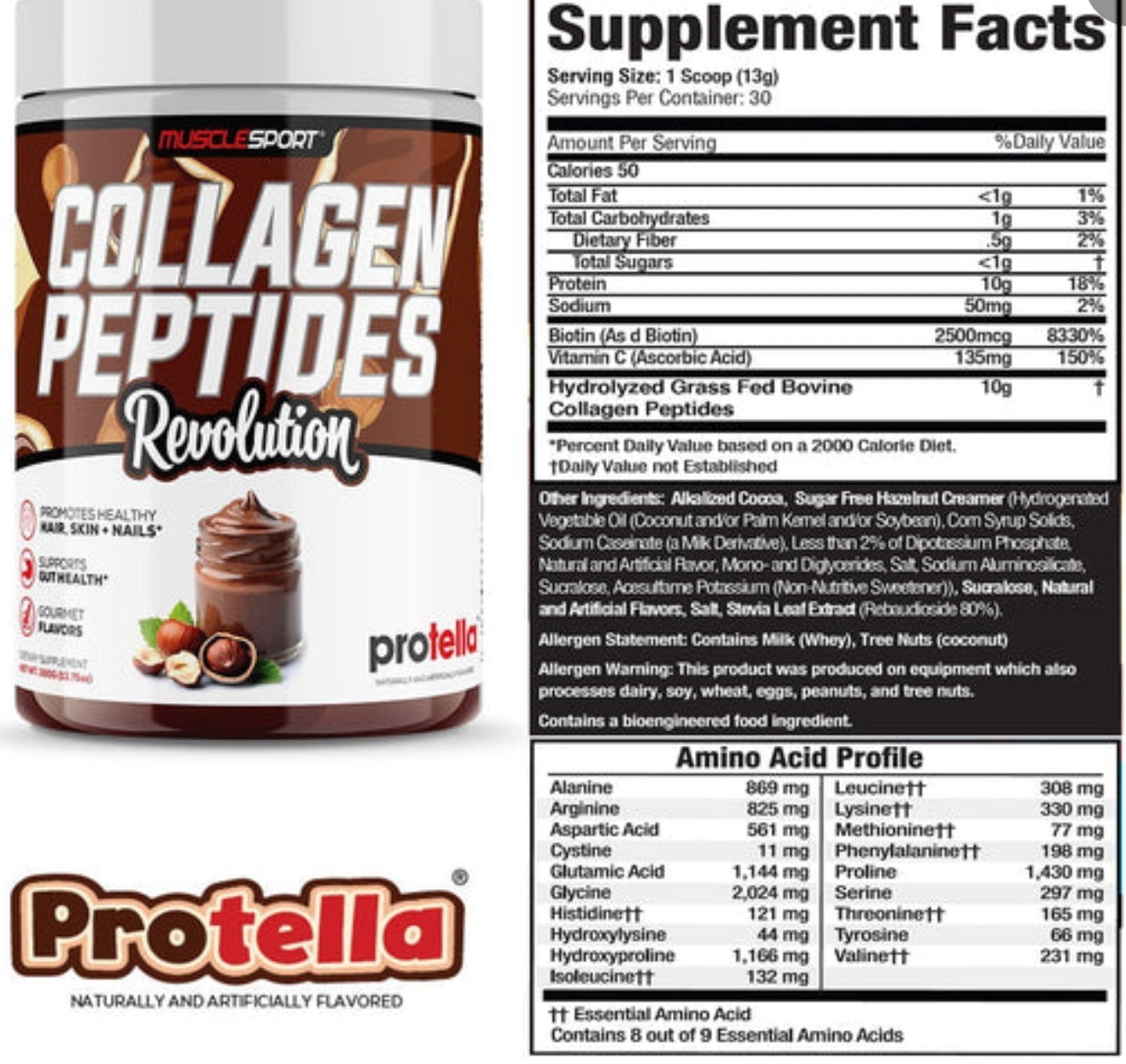 MuscleSport COLLAGEN PEPTIDES Revolution 14 oz (30 Serv) Protella BEST BY 10/26