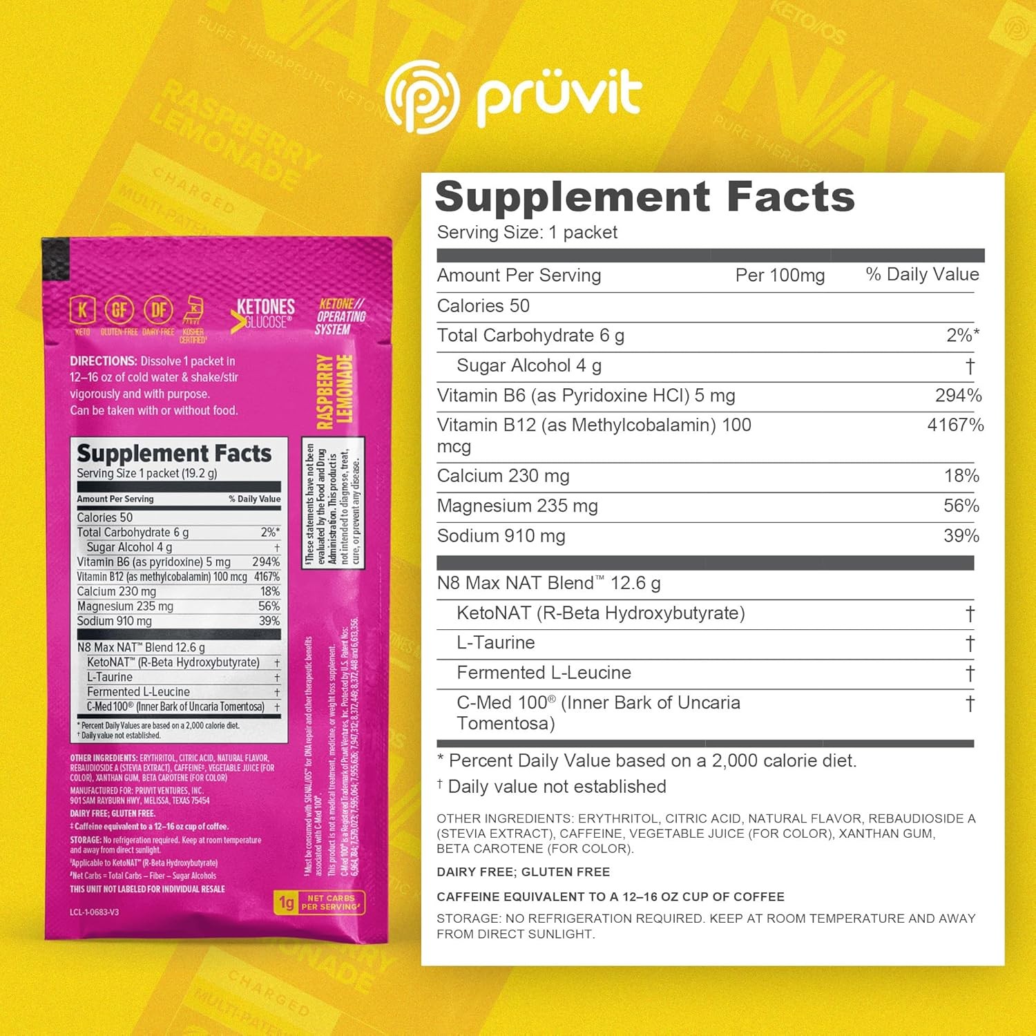 PRUVIT Nat Raspberry Lemonade CHARGED NO BAG – Expiration:07/26