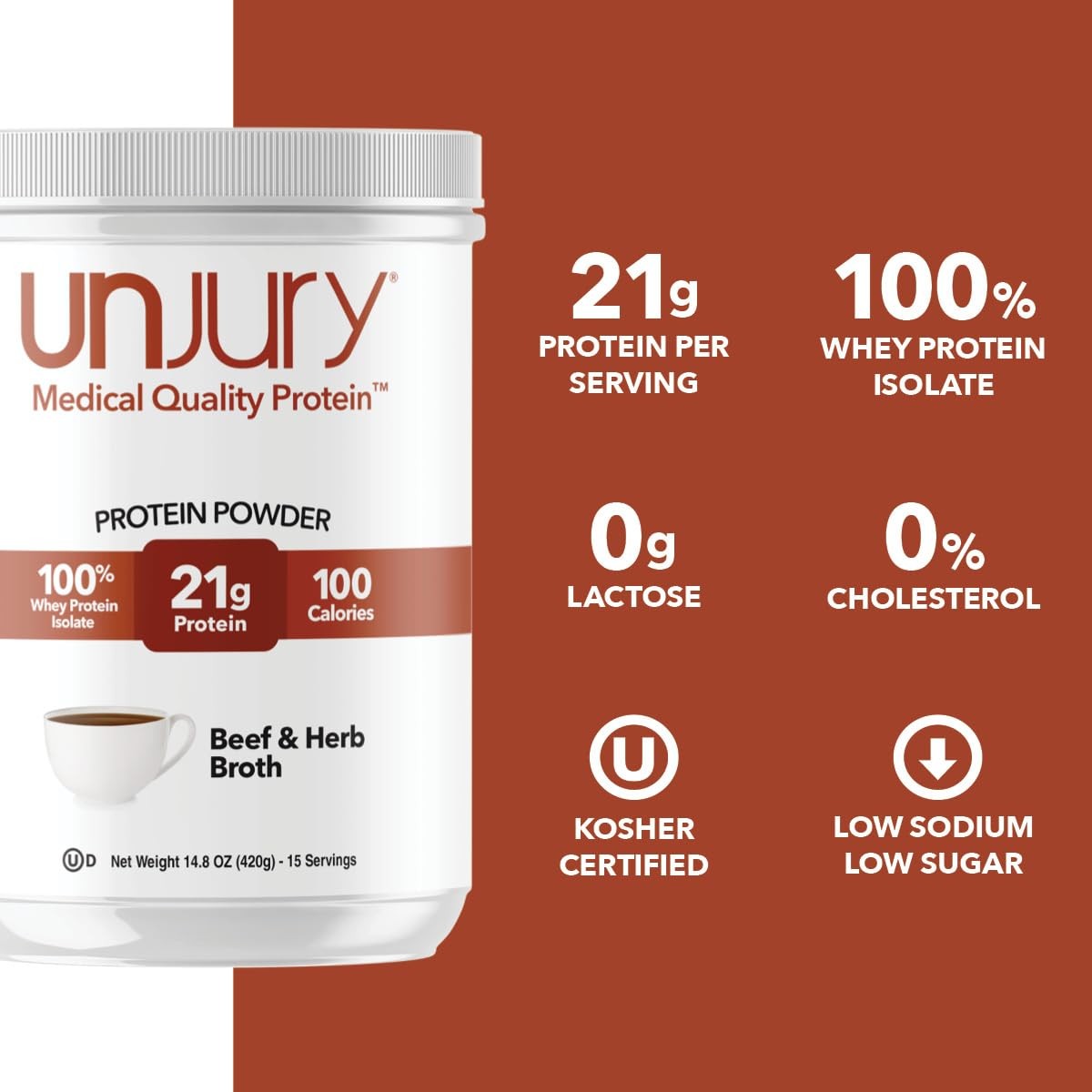 Unjury Whey Protein Powder | Beef and Herb High Protein Soup | 21g 100% Whey …