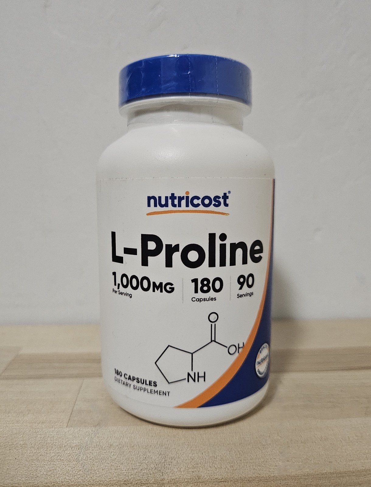 Nutricost L-Proline 1000mg, 180 Capsules (90 Servings) [EXP: 01/2028]