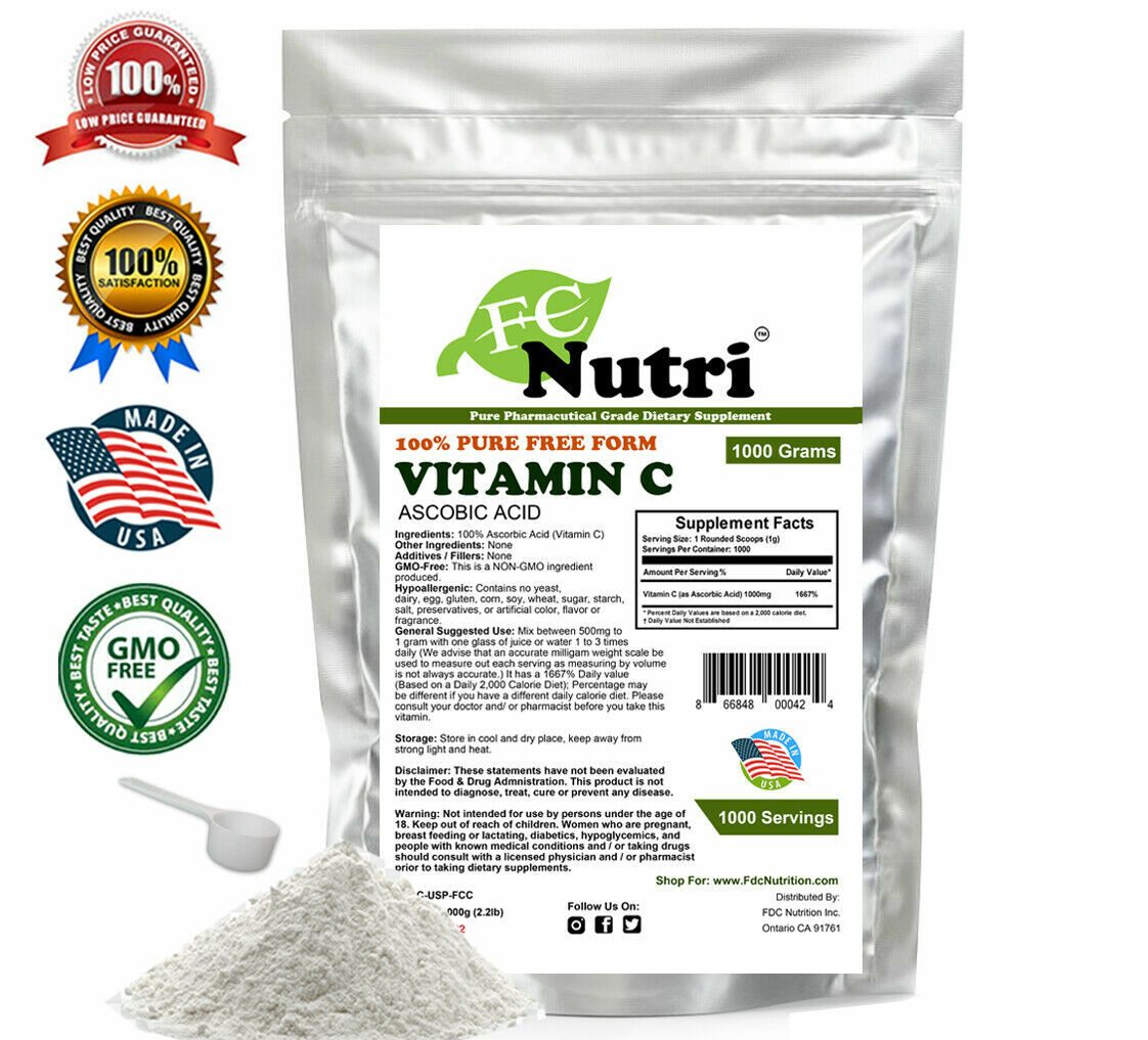 8.8 lb (4000g) 100% PURE Ascorbic Acid Vitamin C Powder NonGMO By FDC Nutrition