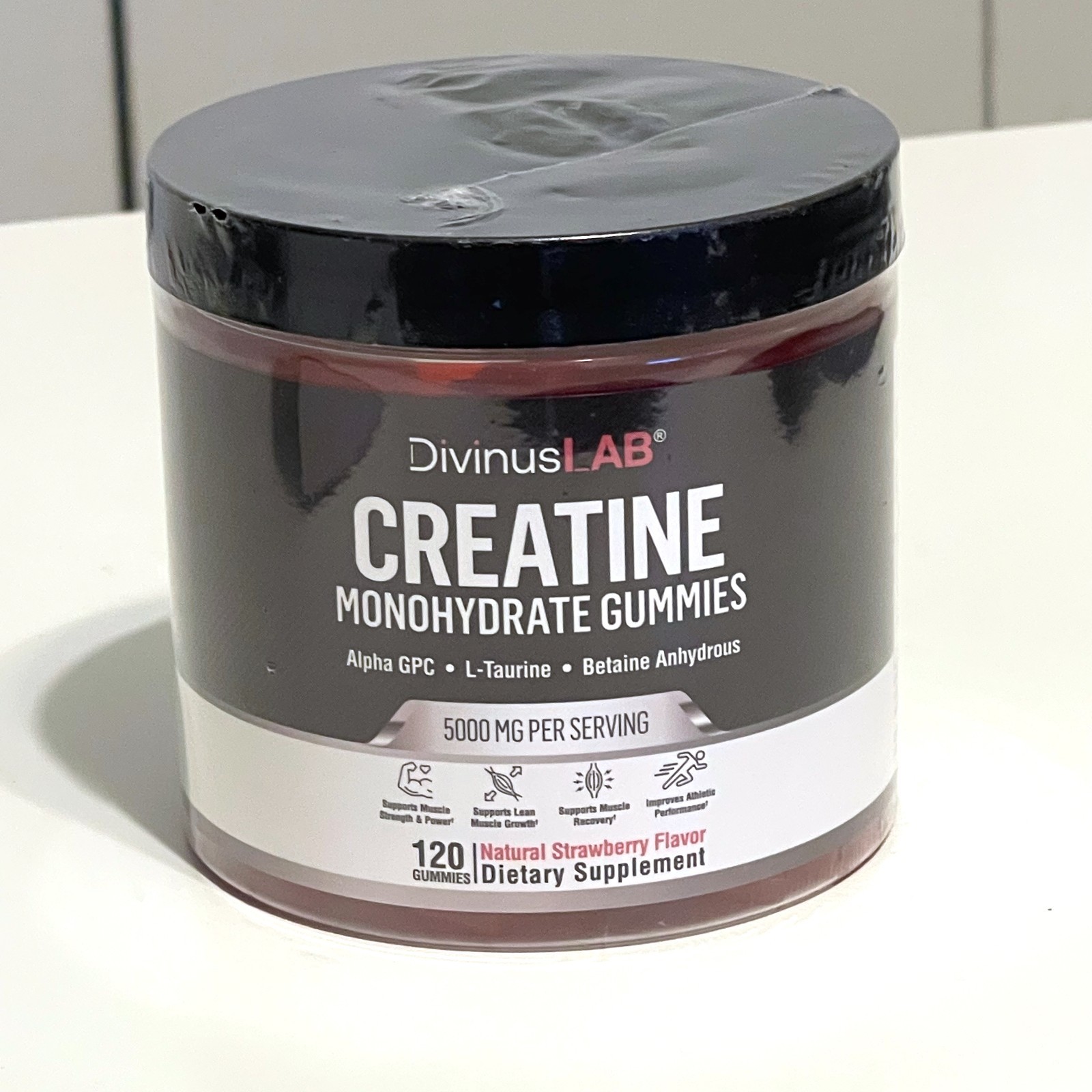 DivinusLab Creatine Monohydrate Gummies 5g Pre Workout For Building Muscle 120Ct